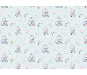 Popeline - Hippos Nilpferde Aquarell blau